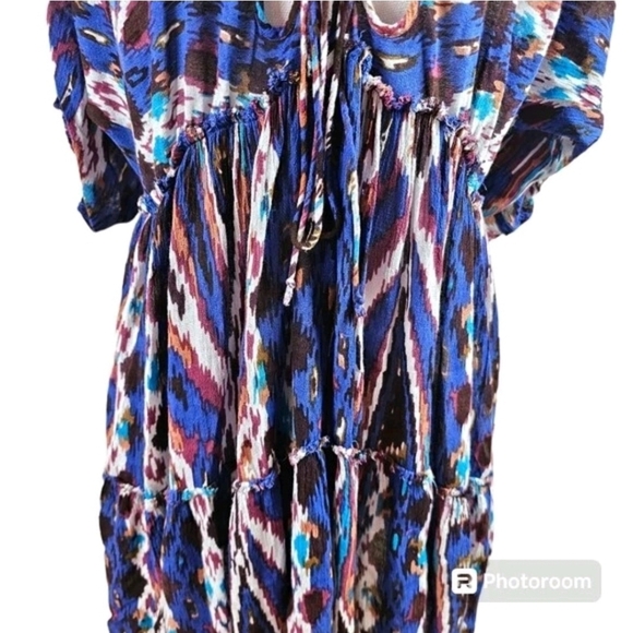 Free People One Monarch Mini Dress Multicolored Purple Pink Large Boho - Picture 5 of 8